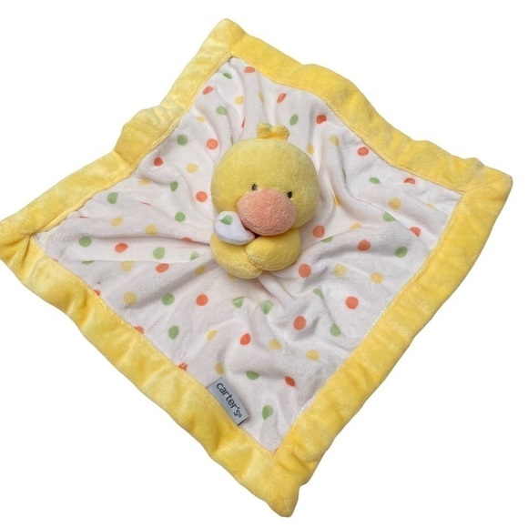 Carter's Other - Carter’s Yellow Duck Polka Dot Lovey Security Blanket Stuffed Animal Toy